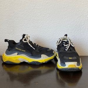 Balenciaga Black Yellow Triple S Sneakers